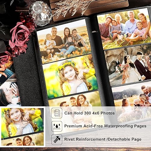 Vista 32 de Lanpn Álbumes de fotos pequeños de 4 x 6 pulgadas, 50 imágenes, paquete de 2 unidades, mini capacidad de lino Our Memories, juego de bolsillos