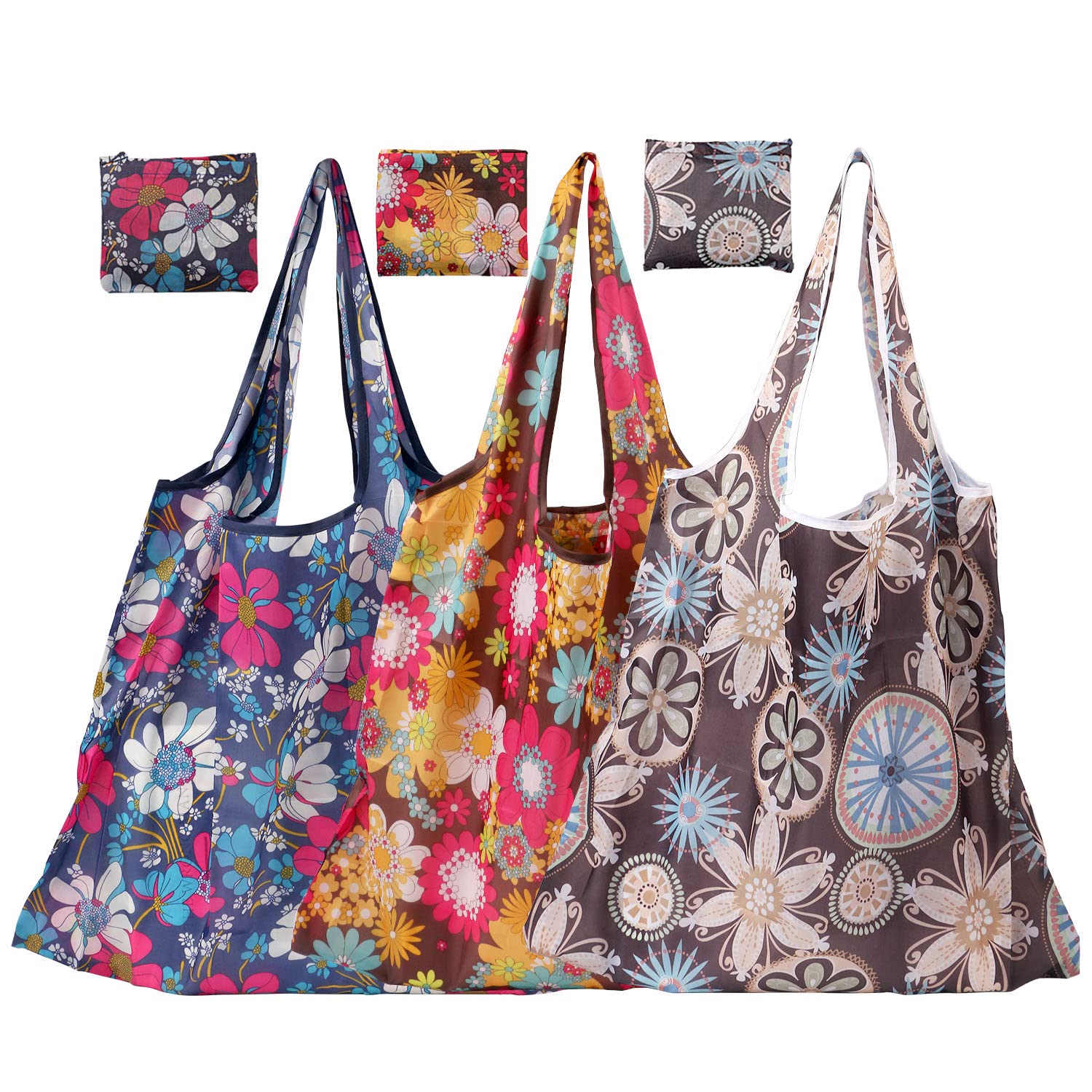 3Pcs Folding Shopping Bags, Reusable Shopping Bag Large Shopping Tote Bag Easter Tote Bags for Daily Use Travel Take Out Storage Multicolor