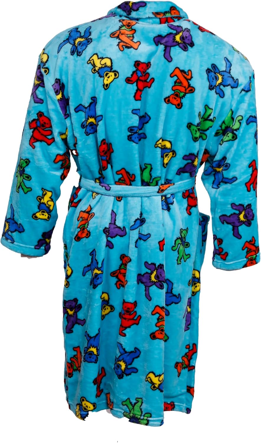 Grateful Dead Dancing Bears Fleece Robe – Official Licensed Cozy Bathrobe for Deadheads, Turquoise Blue