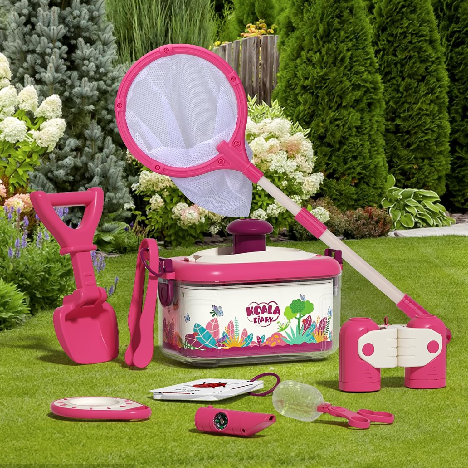 Children's Outdoor Adventure Kit,with Bug Catching Net, Explorer Compass with Whistle, Magnifying Glass Viewer, and Kids Binoculars, for Boys & Girls Ages 3+