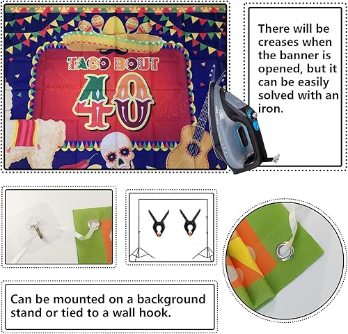 Miniatura 5 de Cartel de decoración de cactus mexicano de 4 x 6 pies, fiesta de 40 pies, fiesta de taco, suministros para fiesta de cumpleaños 40 para mujeres y