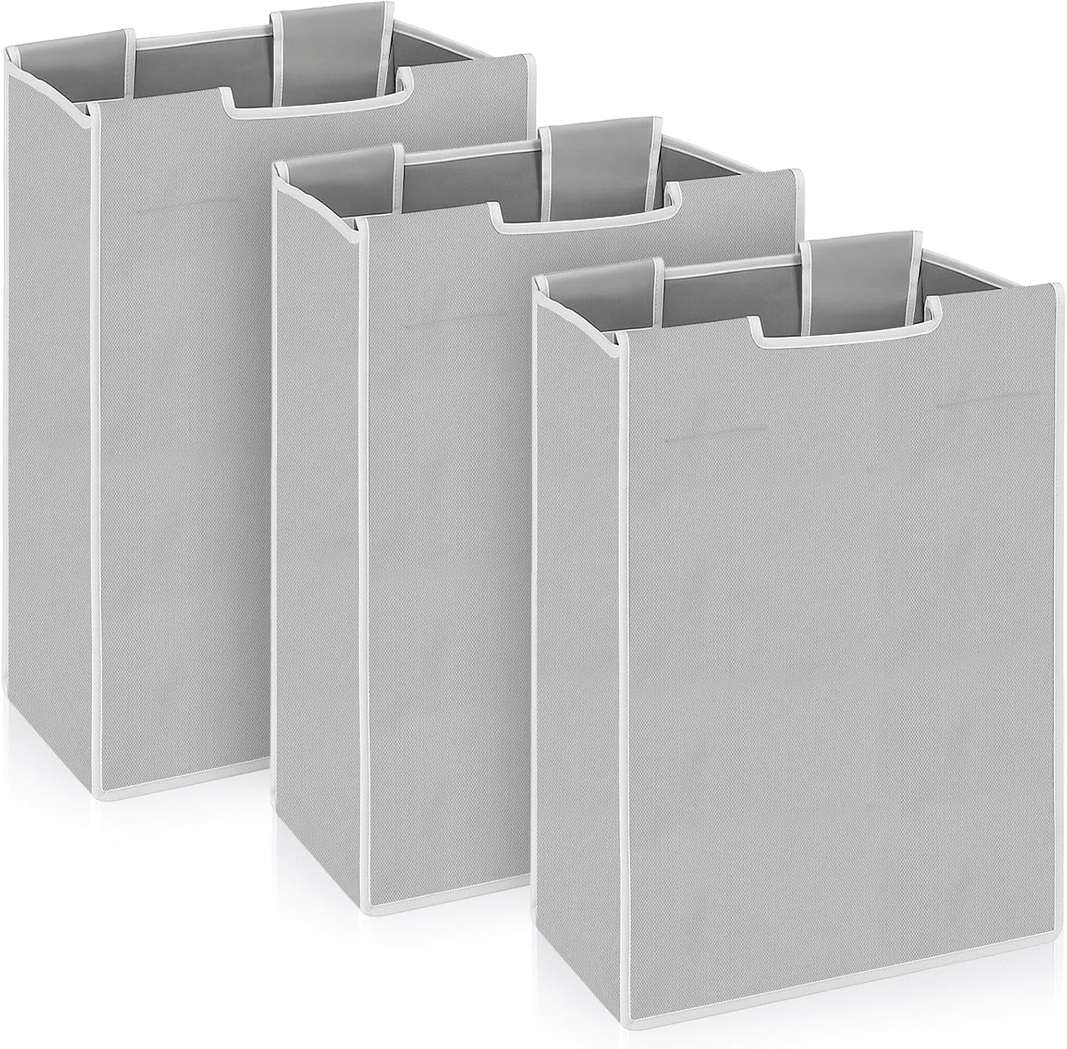 3 Pack Large Laundry Sorter Replacement Bags, Light Gray, 600D Oxford Cloth, Waterproof Coated, 48L Capacity, 25 lbs Load, Foldable Design with Carry Handles, Gray