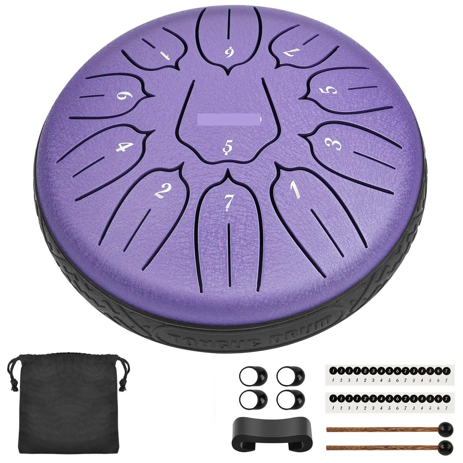 Tambour à Langue de 6 Pouces, 11 Notes, réglage D, Accessoires for Instruments de Musique à Percussion, bâtons de réservoir Handpan en Acier Instrument(Purple)