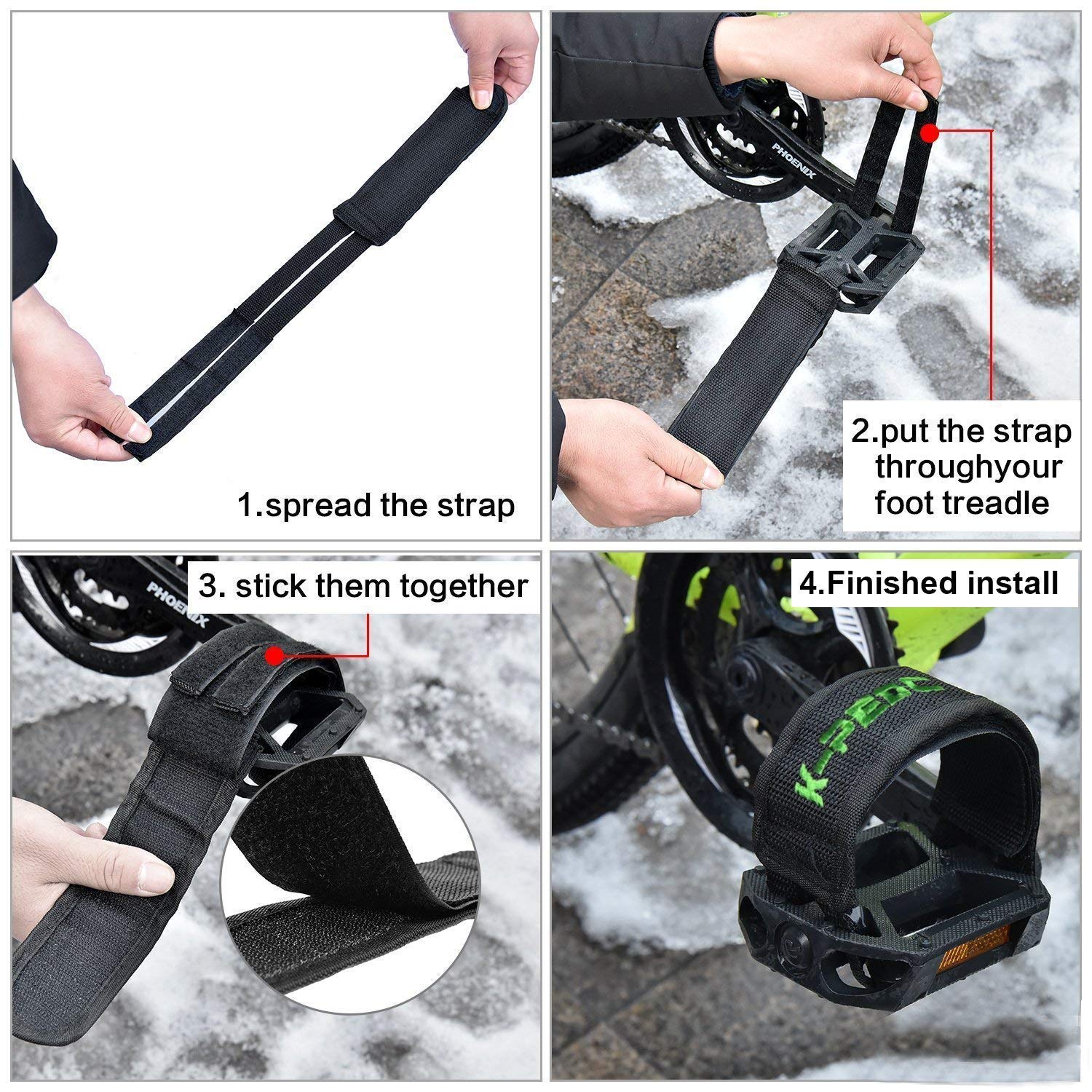 Cinghie Pedali Bici Antiscivolo - Doppia Cintura Regolabile Per BMX E Fixed Gear - Foto 11