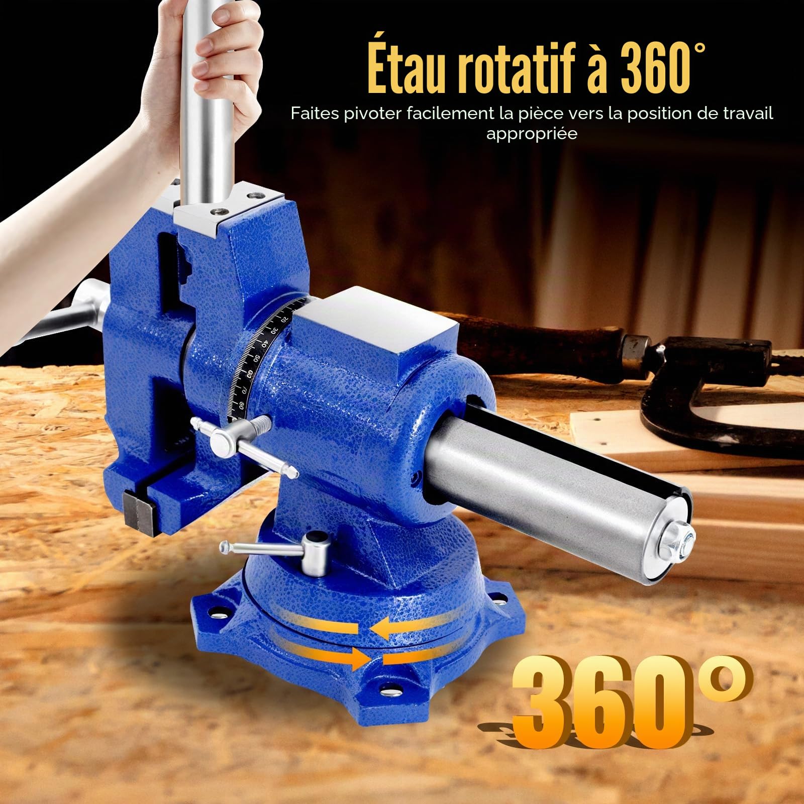 Étau multifonction rotatif à 360° - 100 mm Bleu