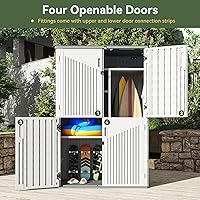 Vista 7 de Aoxun Outdoor Resin Storage Shed with Metal Shelving Kit & Floor, 64 Cu.Ft Vertical Waterproof Storage Cabinet for Garage, Pool, Bike, Garden Tools