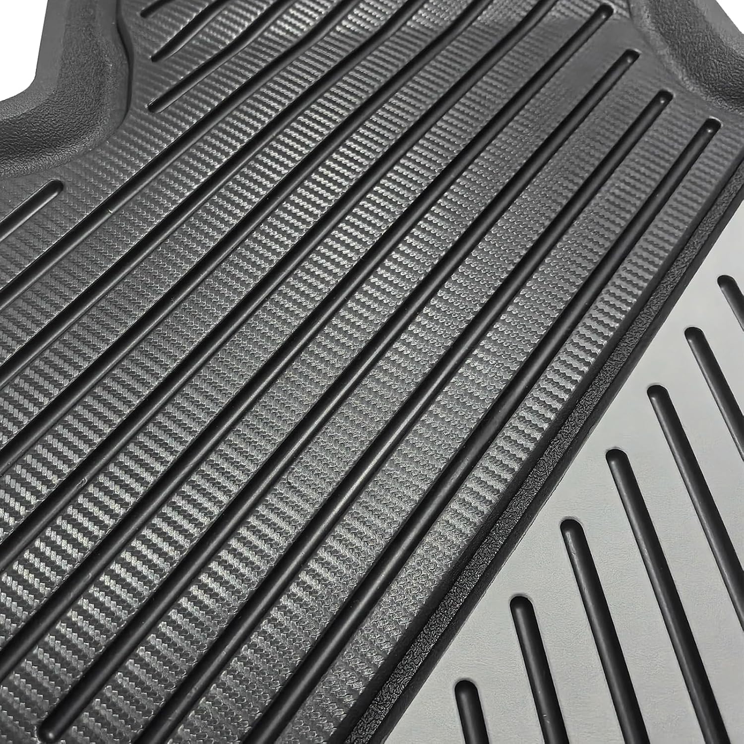 FREEMOTOR802 Compatible with 2020-2024 Tesla Model Y Floor Mats, Black& Gray Auto TPE Injection 3D Molded Carpets Liner Front Rear Row All Weather 3PC Set Protector