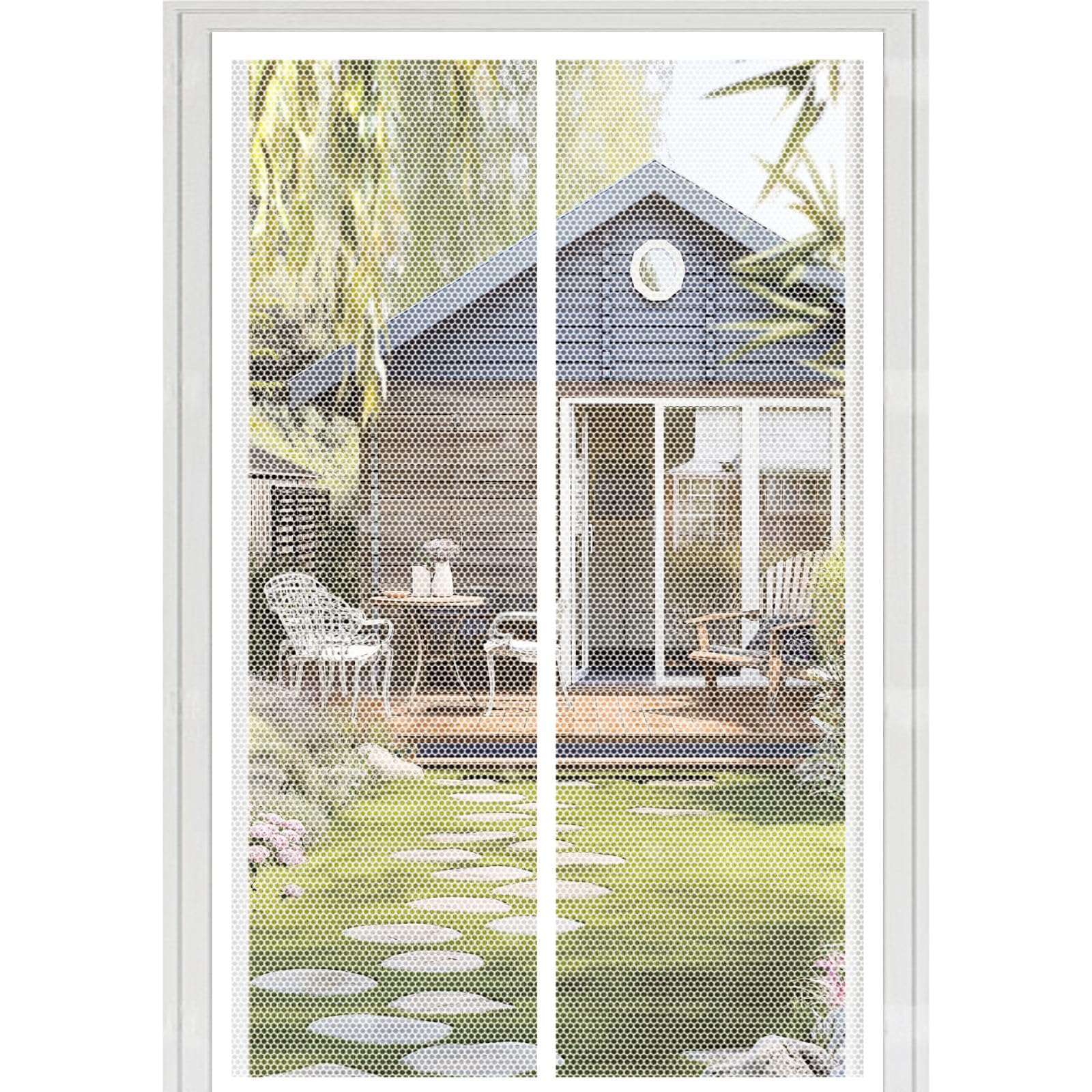 Liuyanyan White Fly Screens For Doors 147 X 214 Cm With Powerful Magnets Automatically Closes And Magic Tape, Install Without, Keep Bugs Out, Magnetic Fly Screens For Doors For Patio Door,