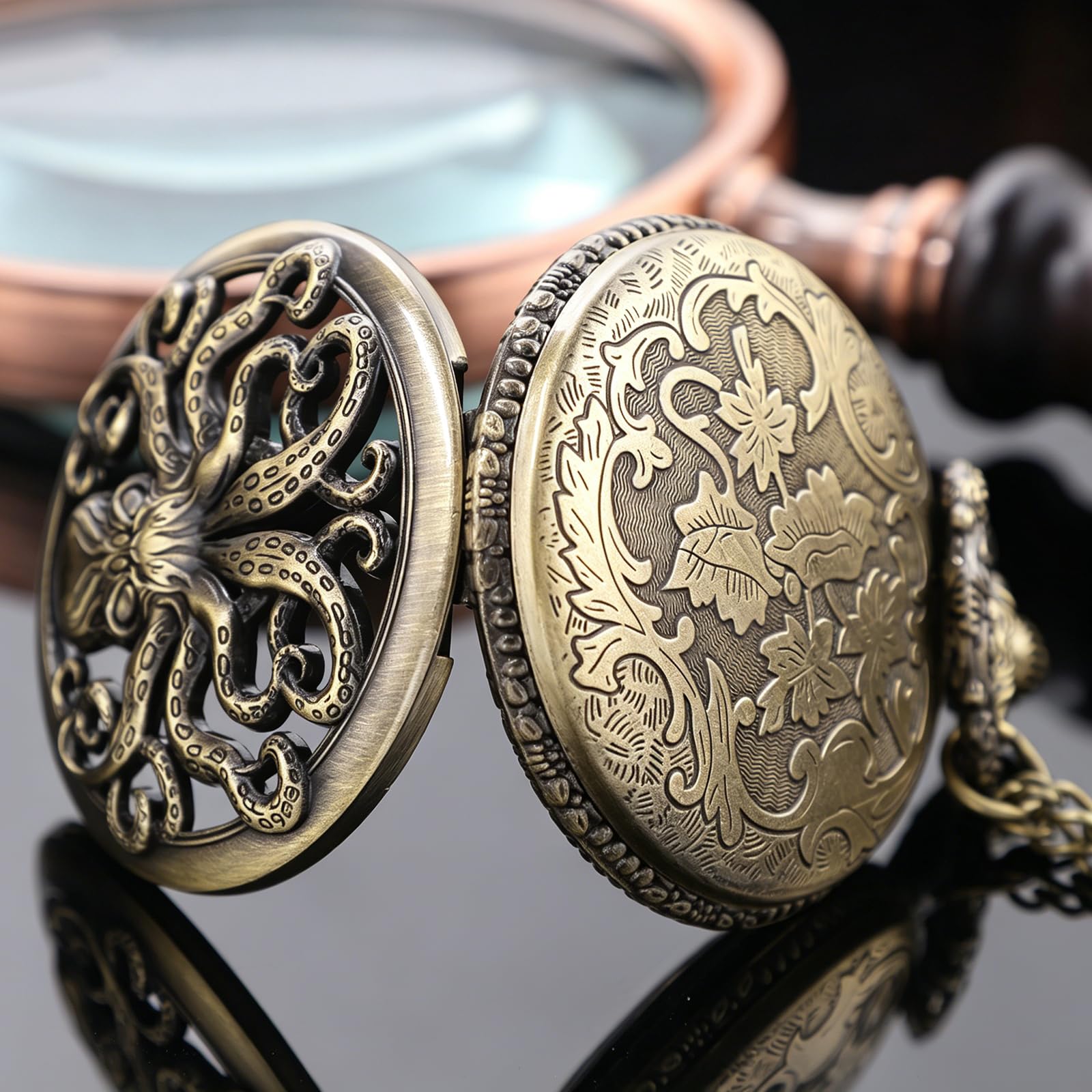 Van Gogh Starry Night Moon Hollow Cassa Argento Quarzo Numeri Romani Orologio da Tasca Regalo di Natale per Uomini Donne (con Borsa Regalo)