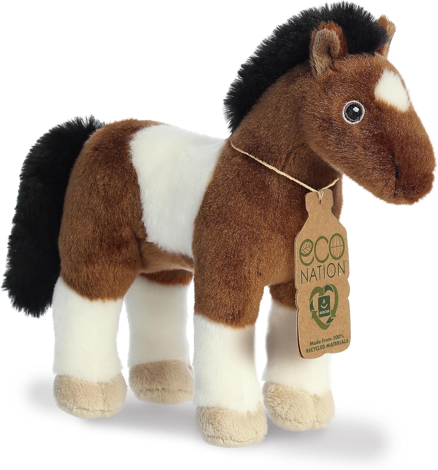 Aurora® Responsibly Made Eco Nation™ Paint Horse Stuffed Animal - Ideal for Playtime Adventures - Perfect for Birthdays or Just Because - Brown 9 Inches