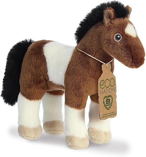 Aurora® Eco-Friendly Eco Nation™ - Animal de peluche ecológico, hecho con materiales reciclados, caballo color marrón, 11 pulgadas