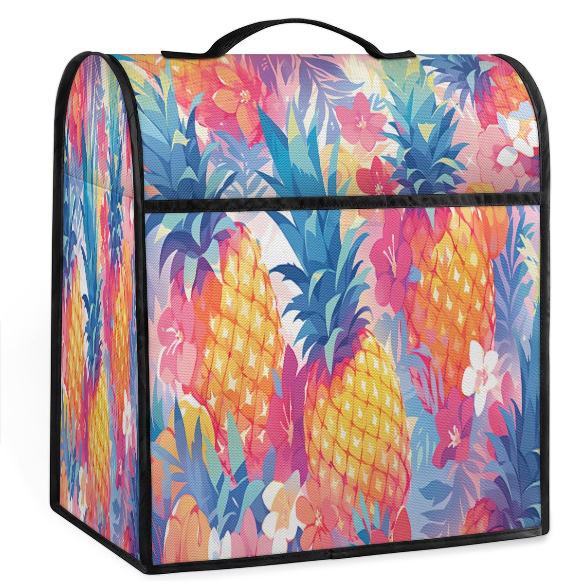 Coffee Maker Cover Watercolor Floral Pineapple Kitchen Appliance Covers Small Appliance Covers Blender Cover Juicer Cover Dust Covers for Kitchen Appliances with Top Handle and Pockets,Washable,C144