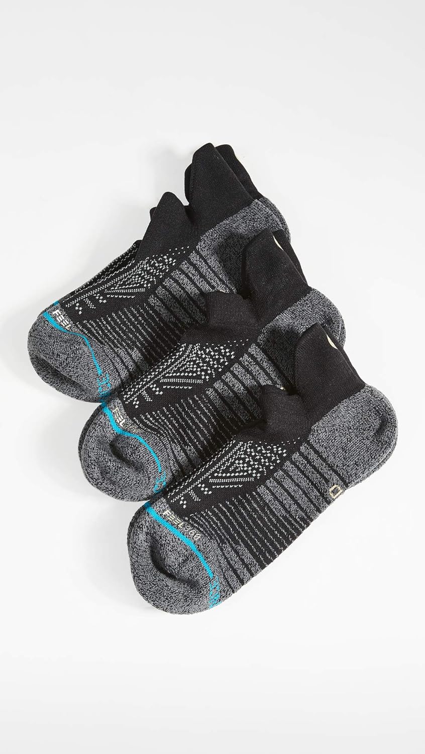 STANCE Men's Athletic Tab 3 Pack Socks, Black, Medium