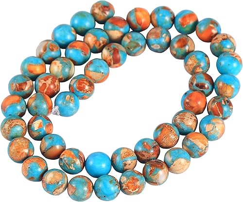 Miniatura 130 de Cuentas de jaspe imperial bicolor, 67 piezas de cuentas de piedra de 0.236 pulgadas (0.236 in), piedras preciosas sueltas, tamaño de agujero