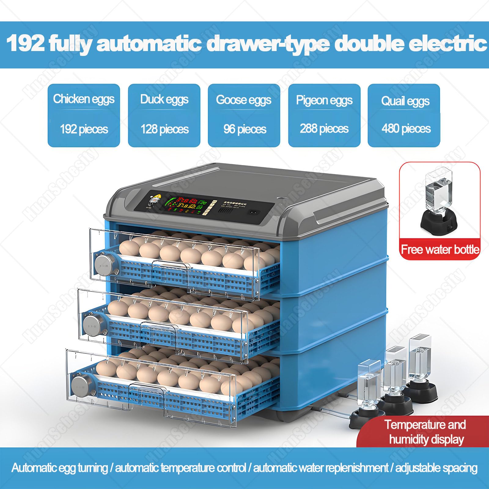 Incubatrice Multicapacità 128-500 Uova,Covatrice Automatica con Rotazione Uova Integrata,Regolazione Precisa Climatica,Strumento Pratico per Allevatori Hobby E Zootecnici 192