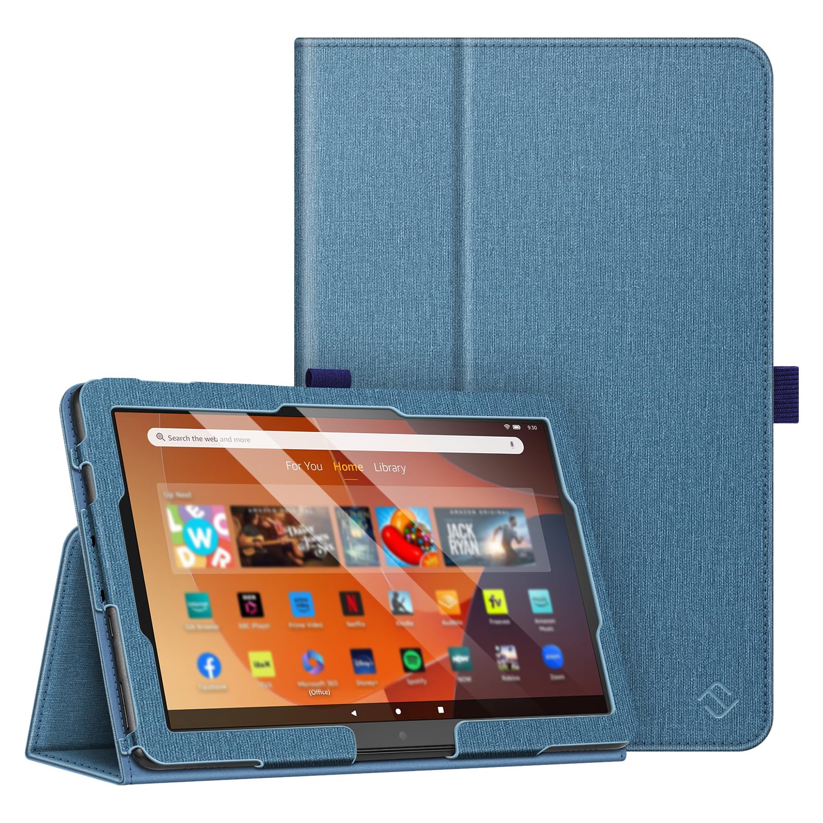 Fintie Hülle kompatibel mit Das Neue Fire HD 10 & Fire HD 10 Plus (nur für Tablets der 11. Generation, 2021) - Folio Kunstleder Schutzhülle mit Auto Wake/Sleep Ständerfunktion, Jeansoptik Blaue Stunde