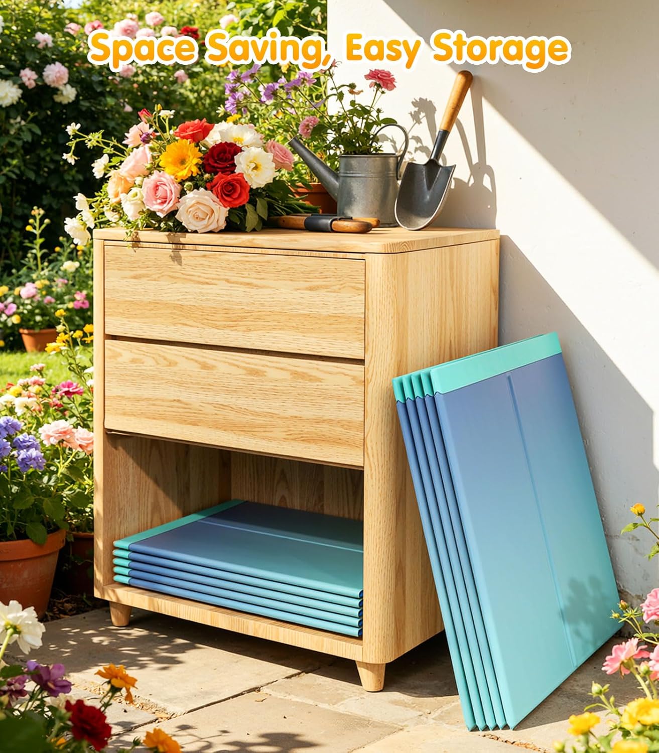 MoKo 144" Non-Inflatable Foldable Swimming Pool for Adults & Kids, Framed Swimming Pools for Family, Easy Setup for Outdoor, Backyard, Garden, Camping, M Size, Glacial Blue