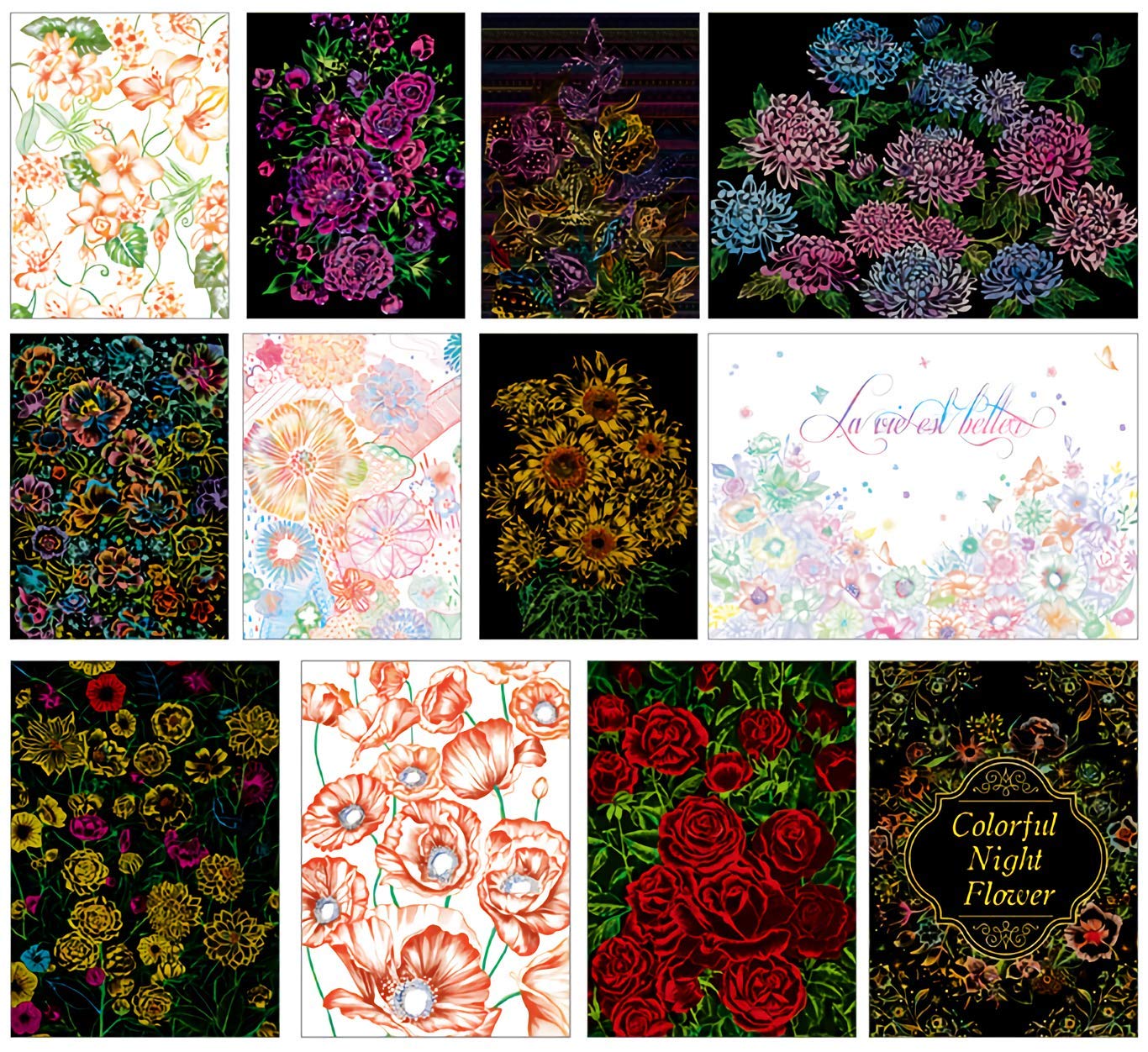 Amazon.co.jp: スクラッチアート 『 The Colorful Flower