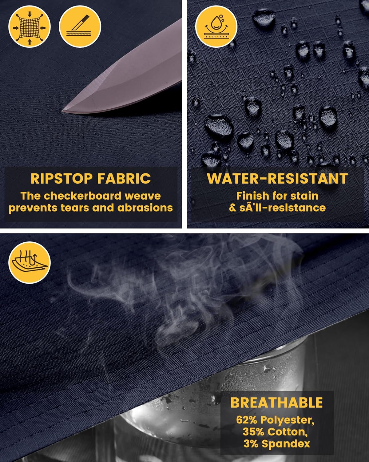 Men's Stretch Tactical Work Pants with Removable Knee Pads, Water-Resistant Ripstop Cargo Pants for Outdoor & Hiking - Image 6