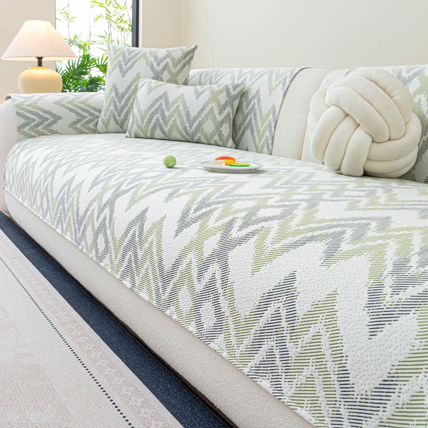 ZGWRYI Summer Cooling Couch Cover Non Slip Sofa Protector Pet Pet Friendly Couch Mat Breathable Washable Sectional Sofa Slipcovers Ice Silk Fiber Couch Pad(Green,90x70cm)