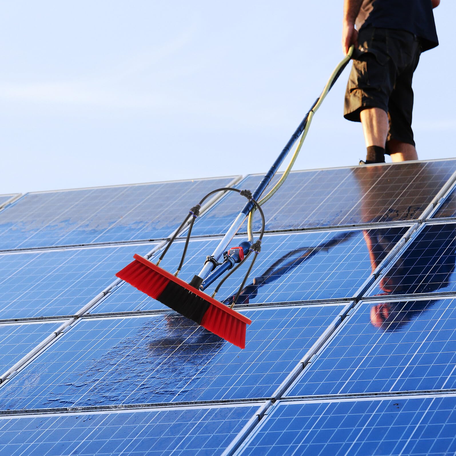 Homoyoyo Testina di Ricambio Spazzola per Pannelli Fotovoltaici 35 Cm Setole Resistenti, Compatibile Spazzole Elettriche per Pulizia Camper e Impianti Domestici, Accessorio Ecocompatibile