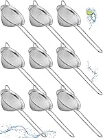 Epakh 9 Pack Fine Mesh Stainless Steel Cocktail Strainers - Cone Shaped for Juice Tea Coffee Herbs 3.2 Inch Long Handle Silver
