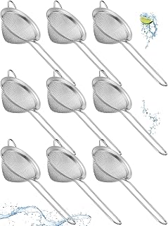 Epakh 9 Pack Fine Mesh Stainless Steel Cocktail Strainers - Cone Shaped for Juice Tea Coffee Herbs 3.2 Inch Long Handle Silver