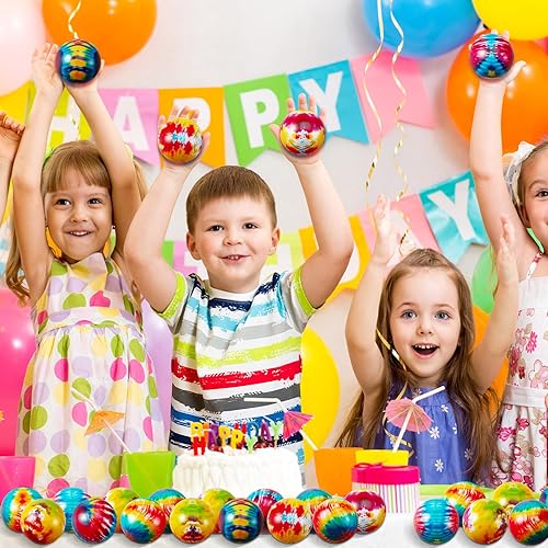 Miniatura 3 de 60 unidades de bolas de estrés para fiestas, teñido anudado, bolas coloridas de espuma para aliviar el estrés a granel para ejercicio con los dedos,