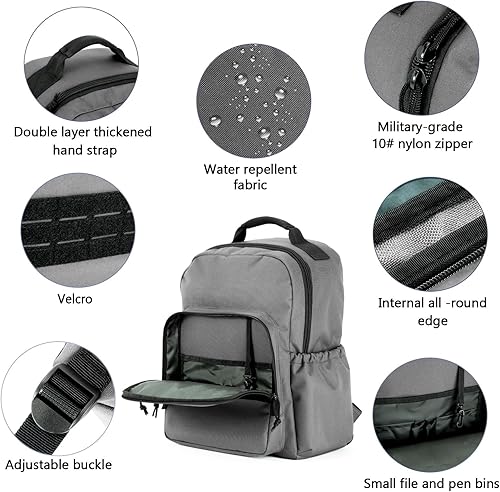 Miniatura 7 de VEAGIA Mochila táctica para computadora portátil de viaje, mochila de trabajo resistente grande para hombres y mujeres Aprobado por aerolíneas, Gris