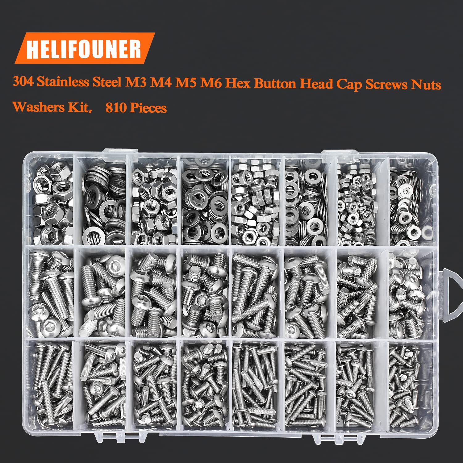 Stainless Steel Screws Bolts Kit - 810 Pcs M3-M6 -5