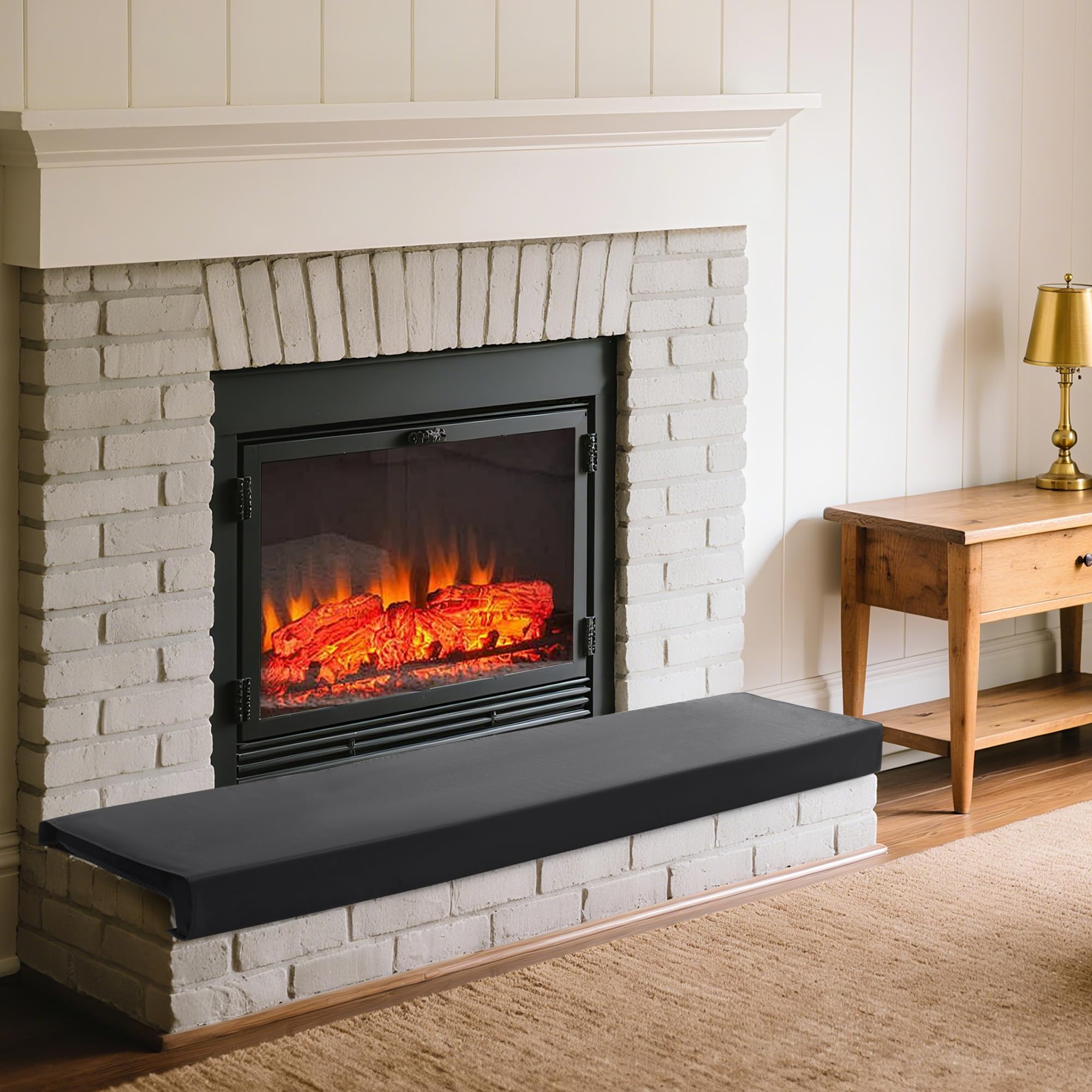 MABOZOO 2-Inch Thick Hearth Cushions for Fireplaces, Fireplace Baby Proofing Seat Edge Cushion with Removable Fireproof Cover, Sponge Fireplace Mat for Children Proofing