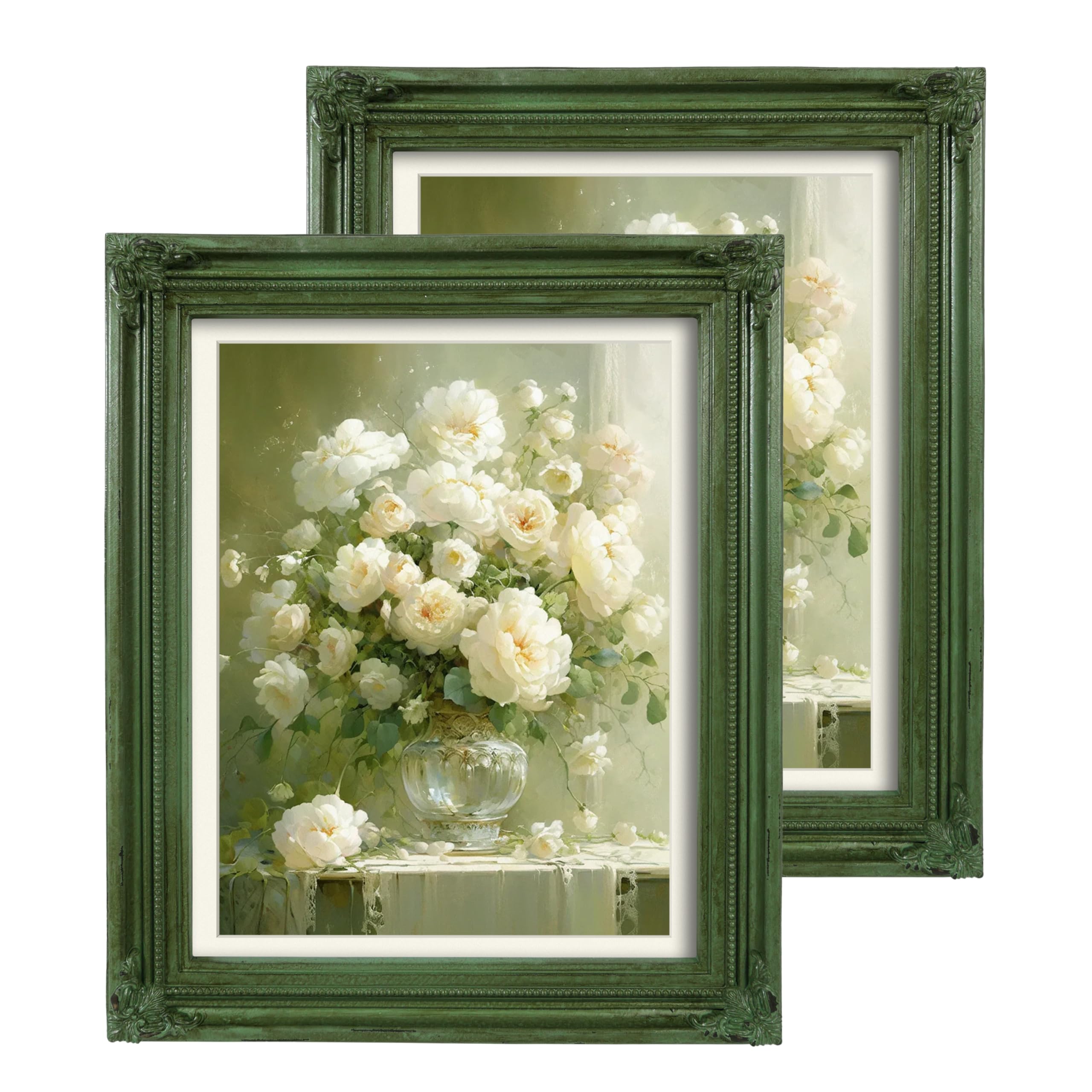 SIMON'S SHOP Bilderrahmen für Urkunden und Auszeichnungen, Shabby-Chic-Rahmen für Wand und Tisch, 21,6 x 27,9 cm, Grün