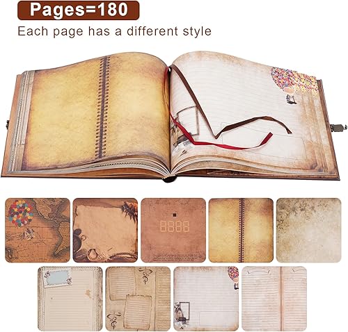 Miniatura 3 de JIMBON Our Adventure Book Scrapbook - Álbum de fotos de 180 páginas, diario de viaje hecho a mano, libro de fotos, libro de recortes, cubierta de