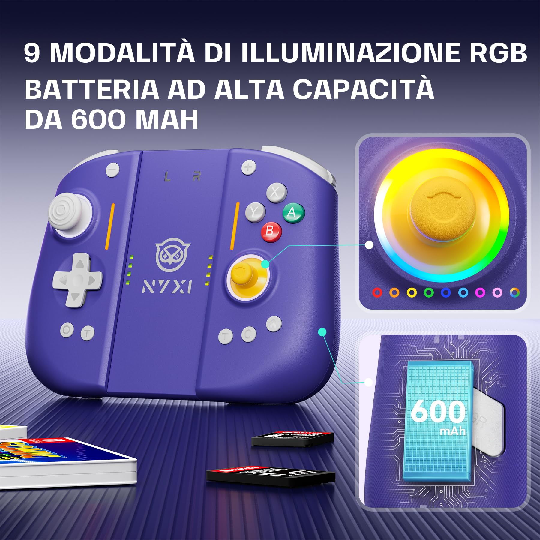 NYXI Hyperion 3 Controller per Switch 2 – Primo Controller Wireless di Terze Parti per Switch 2, Hall joystick, Pulsanti Meccanici, Pulsante C, 9 Assi Giroscopio, Pulsanti Posteriori, Ergonomico