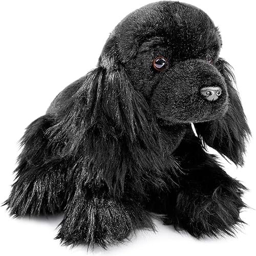 ZHONGXIN MADE Cocker Spaniel - Peluche realista de Cocker Spaniel sentado de 11 pulgadas, juguete realista modelo Cocker Spaniel negro, colección de