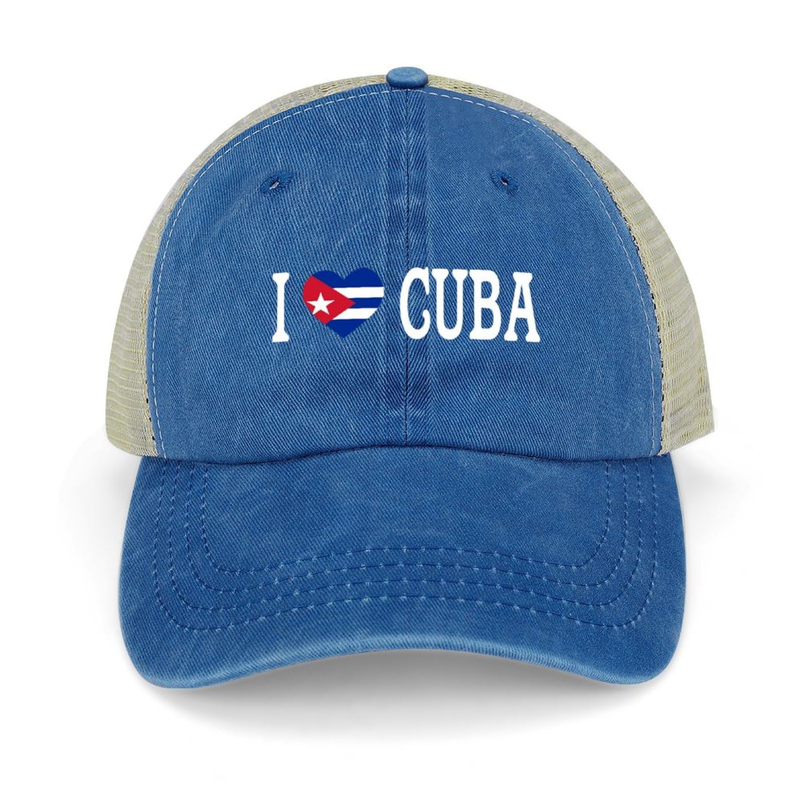 Yelolyio Unisex Dark Blue I Love Cuba Baseball Caps Cuba Flag Cotton Caps Sun Hat Patriotic Caps Men's And Women's Hats Mesh Caps Outdoor Sports Caps Spring Summer