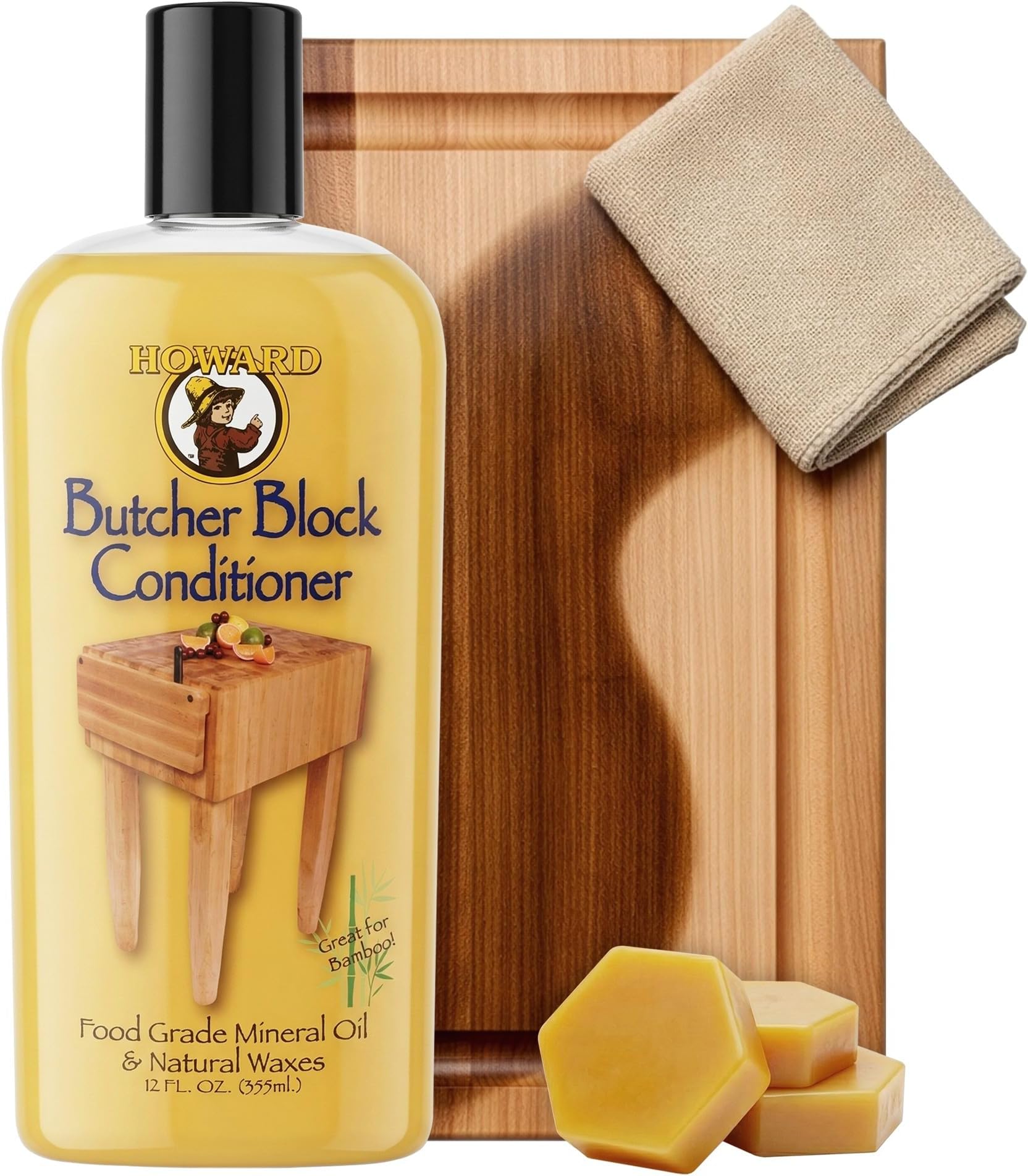 Howard Products Butcher Block Conditioner and Oil Food Grade - 12 Fl Oz - Butcher Block Oil Food Grade for Enhanced Wood Care
