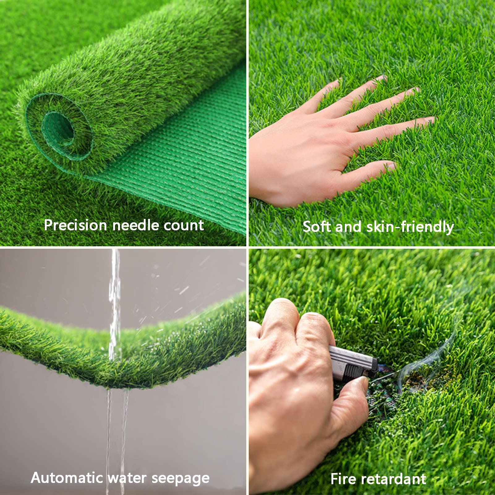 Gazon synthétique Pelouse Artificielle Verte Anti-UV Facile à Nettoyer for balcons, terrasses et Jardins