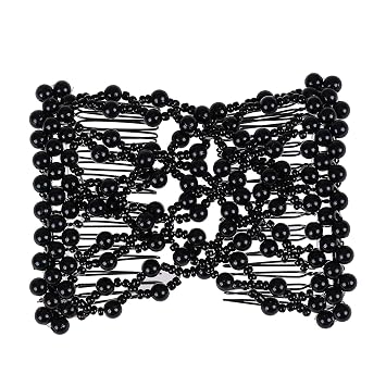 5Pcs Easy Stretch Beaded Hair Combs Double Magic Slide Metal Comb Clip Hairpins for Women Hair Styling