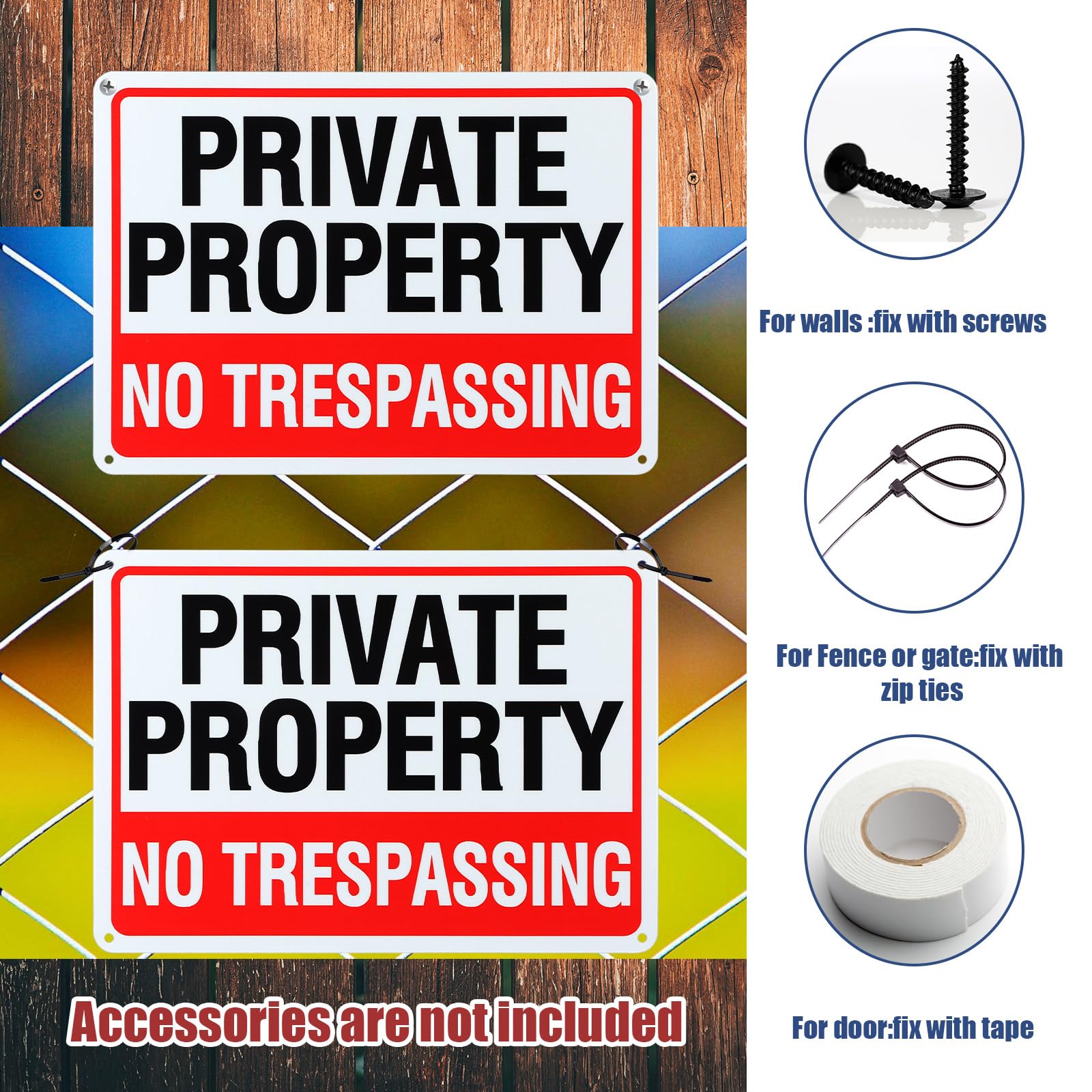 Yaocom Paquete de 30 letreros de no Trespassing de propiedad privada de 10 x 7 pulgadas, letreros de aluminio sin óxido con 4 agujeros para mantener fuera advertencia de residencia privada, duradero