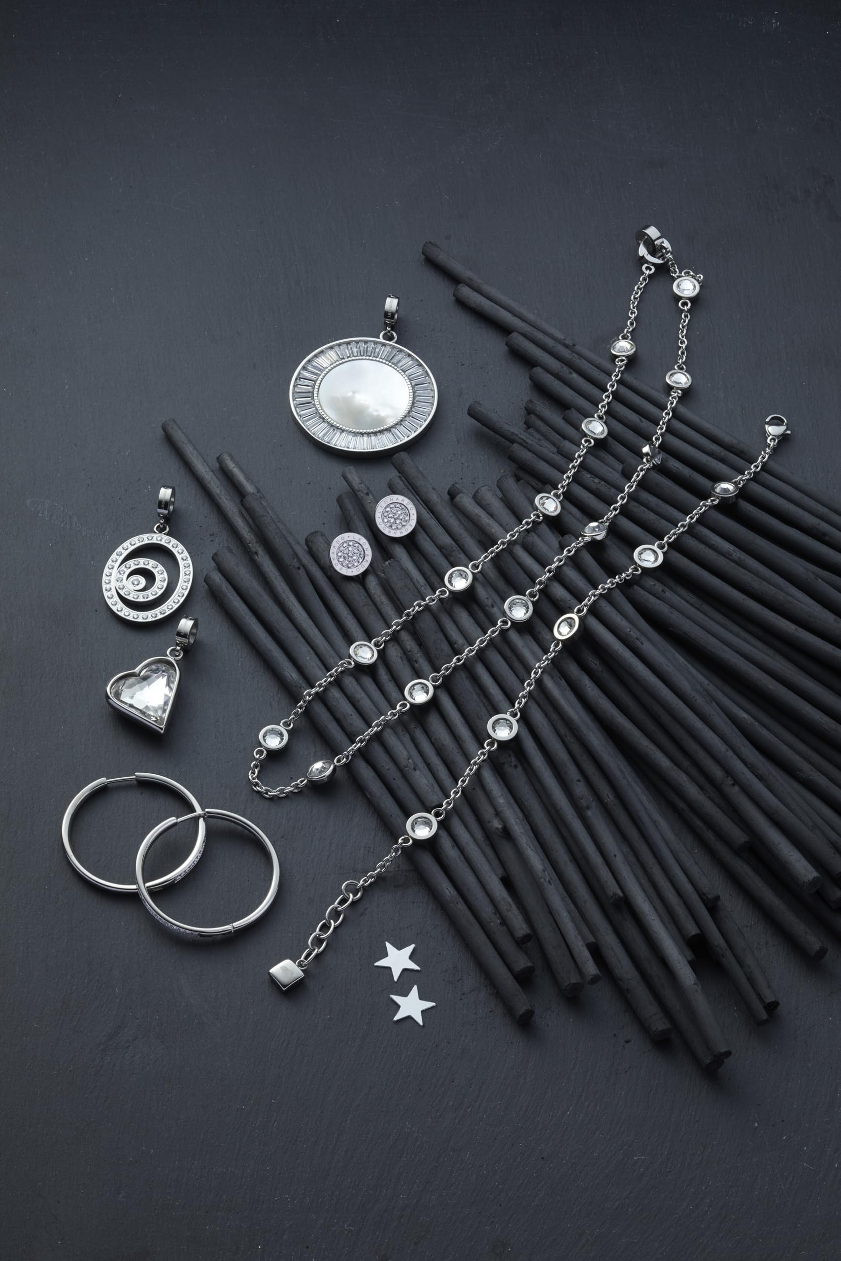 JEWELS BY LEONARDO Damen Ohrstecker Matrix Lusso Edelstahl/silberfarben Glas Schliff Facette Glitzer 015681
