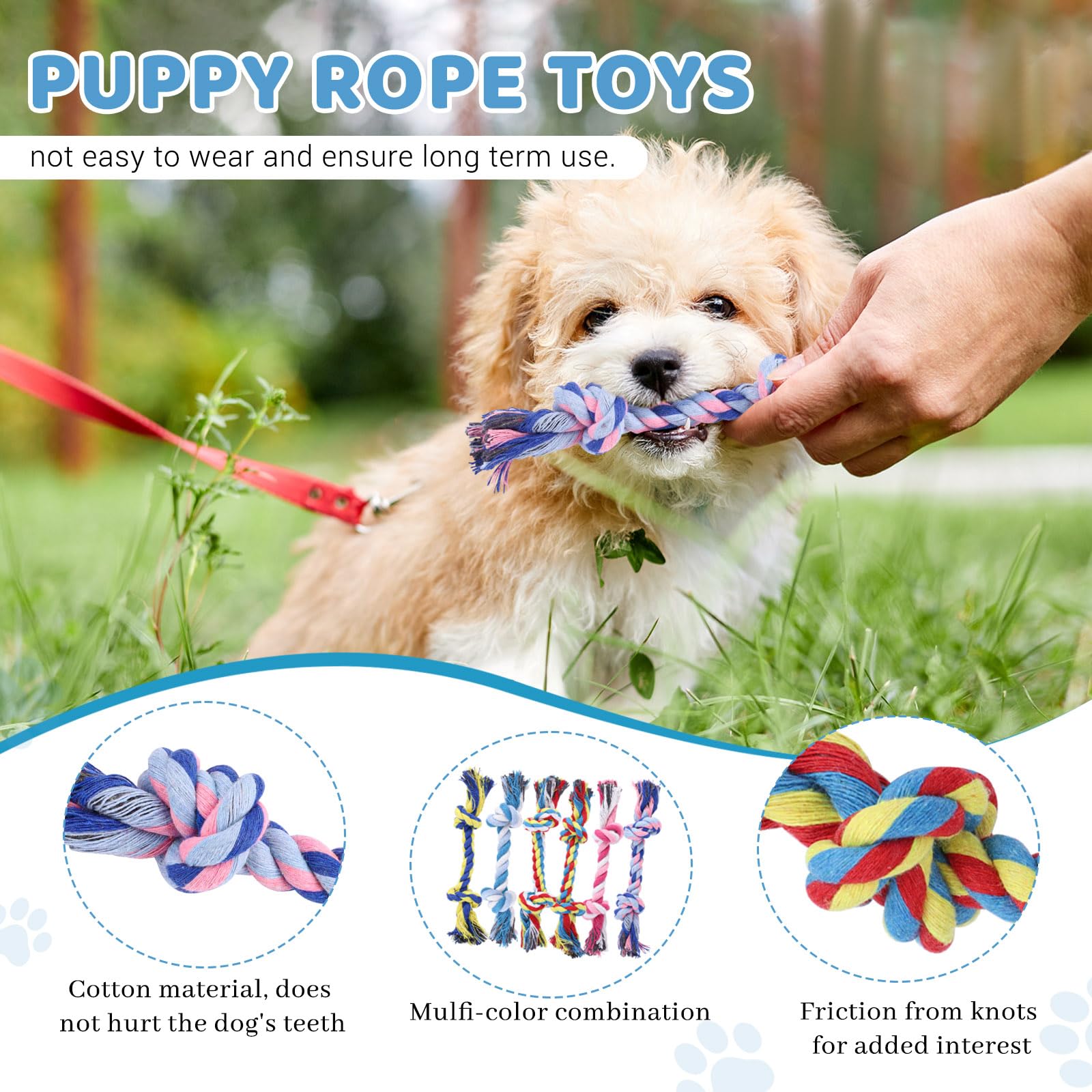 Jinzhenhong 60Pcs Dog Rope Toy, Cotton Rope Dog Toys, Tough Bulk Dog Toys, Multi-Color Ropes Toys for Dogs, Dog Accessories for Small and Medium Dogs, Puppy Essentials (Multi, 7.1Inch)