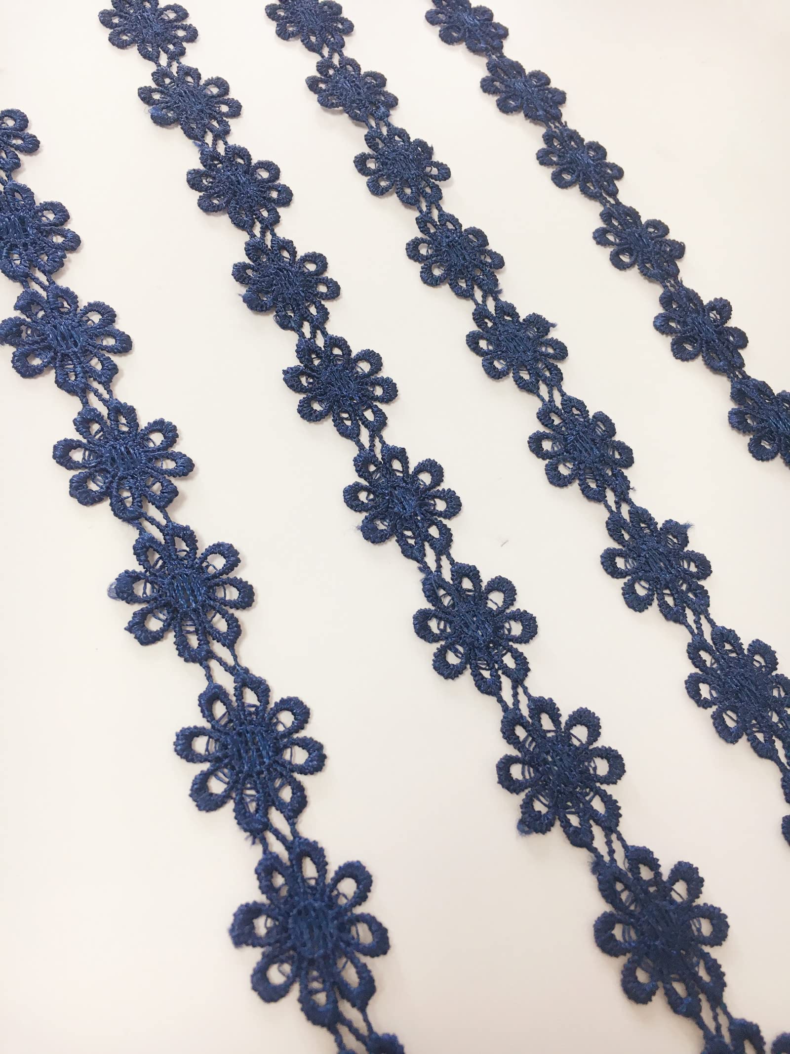 Navy Blue Lace Trim Edging Ribbon 7 Yards 1'' Decorating Lace Embroidered Trim Ribbons for Clothes Dress Sewing Making Home Party Wedding Decoration