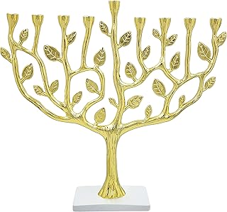 Menorah Tree of Life Stone Base (Gold)