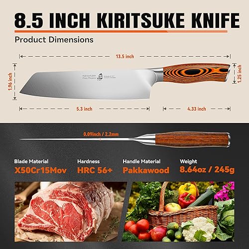 Vista 3 de TUO cuchillo de chef, cuchillo santoku, cuchillo de cocina, cuchillo para uso general, cuchillo para picar, juego de cuchillos