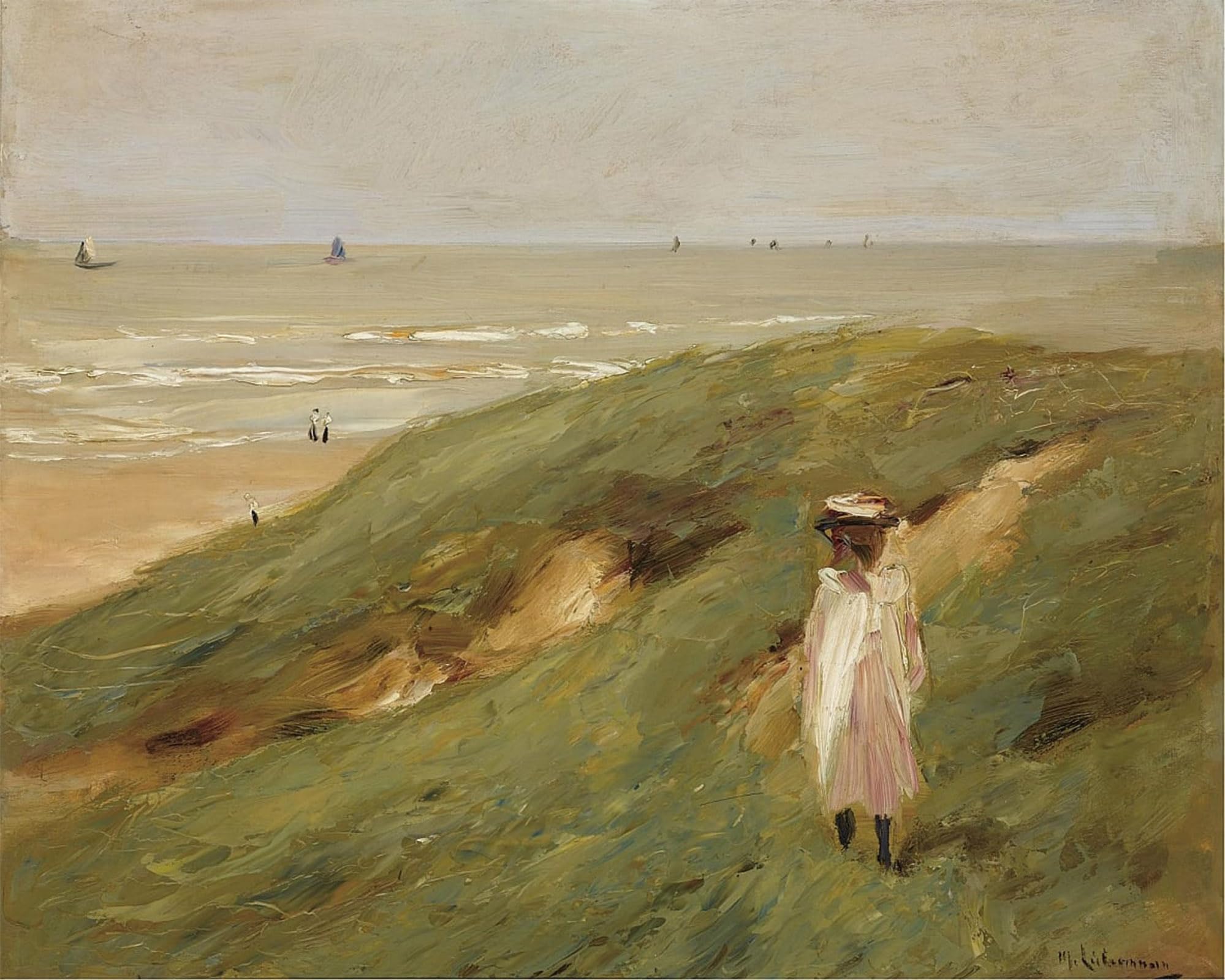 ARTXLXXBN Famous Print Painting Colorful Art Print Noordwijk with child by Max Liebermann Canvas Art Decorations for Home Decor 60x90cm
