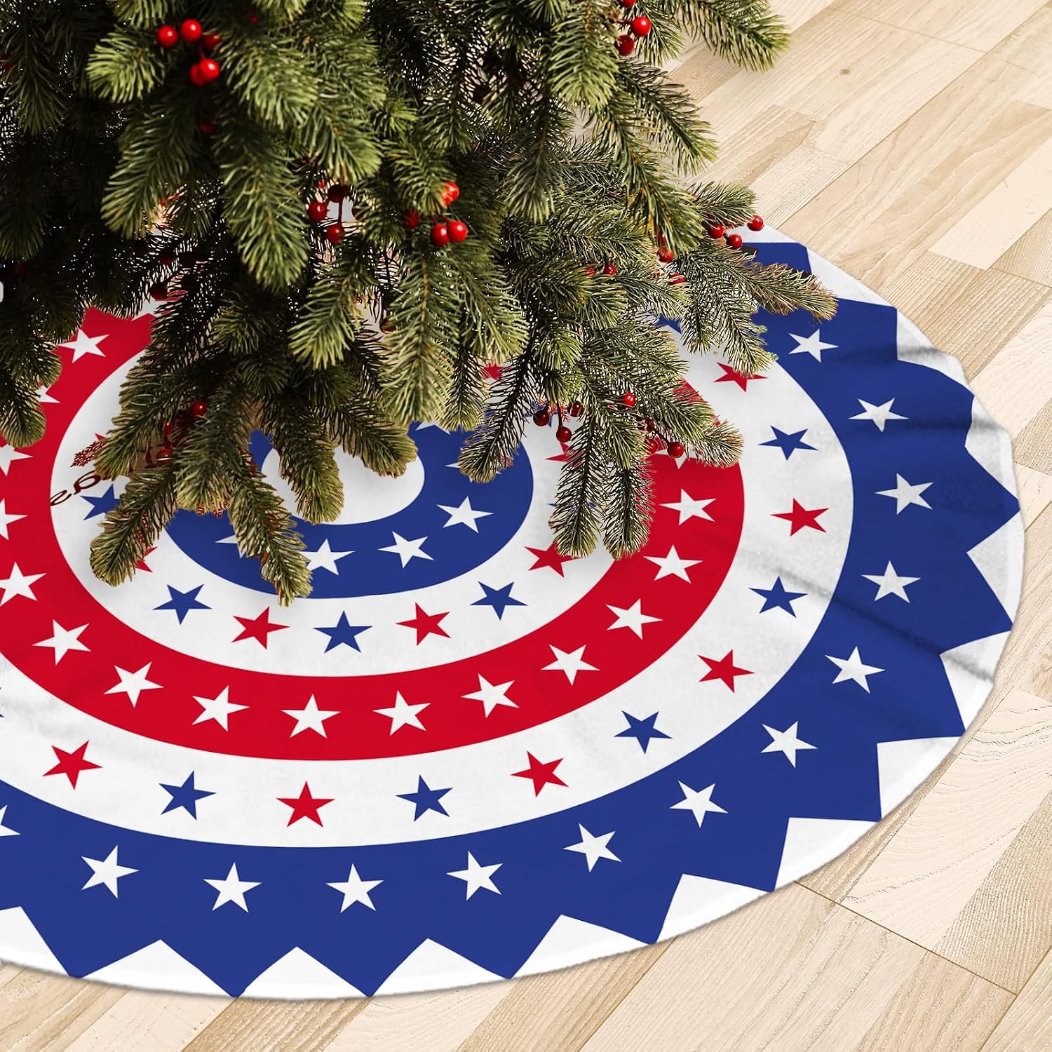 4th of July Tree Skirt, July 4th Decorations 36inch Christmas Tree Skirts Holiday Party Decor Mat Ornaments Tree Decorations