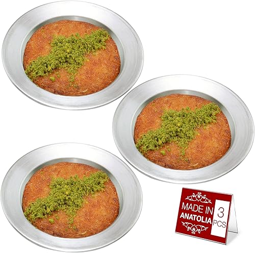 Hakan Kunafa - Platos de servir para Kataifi Sartén de aluminio para hornear y servir Kunefe Molde para masa Knafeh Phyllo Fillo Plato auténtico