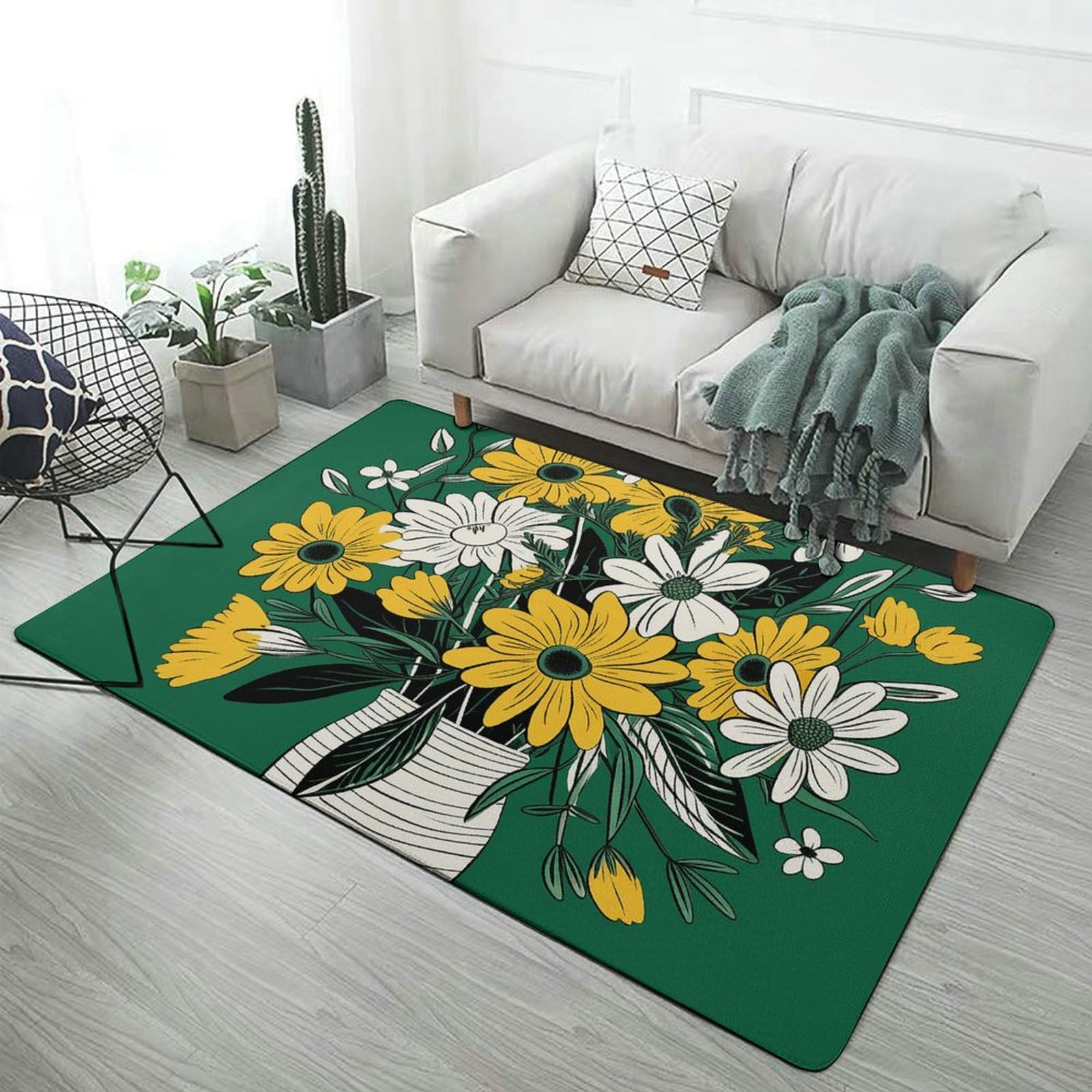 Tapis de sol fleurs antidérapant idéal pour la cuisine, la chambre et la buanderie