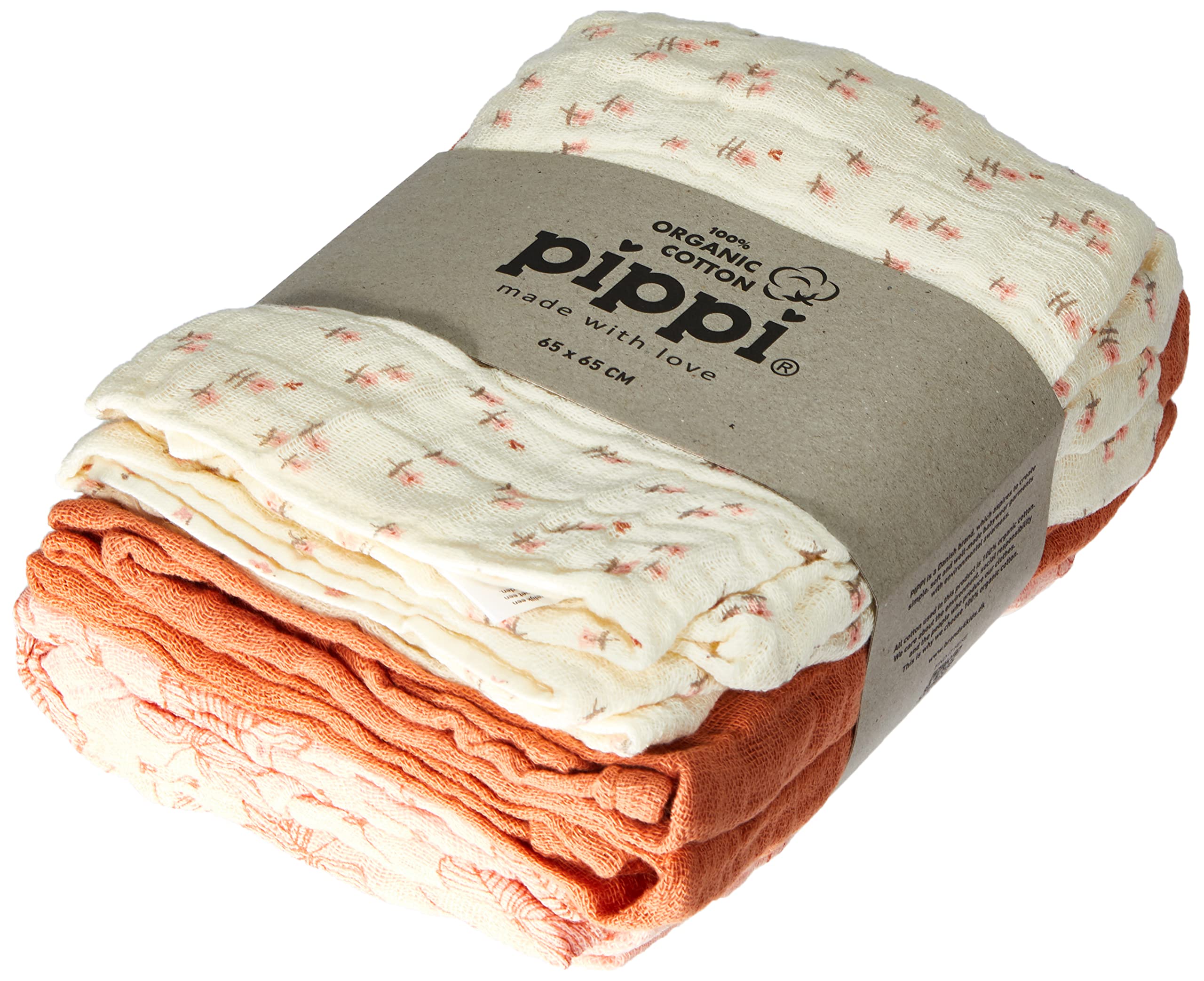 Pippi Pack de 6 paños orgánicos para vómitos en diferentes colores.